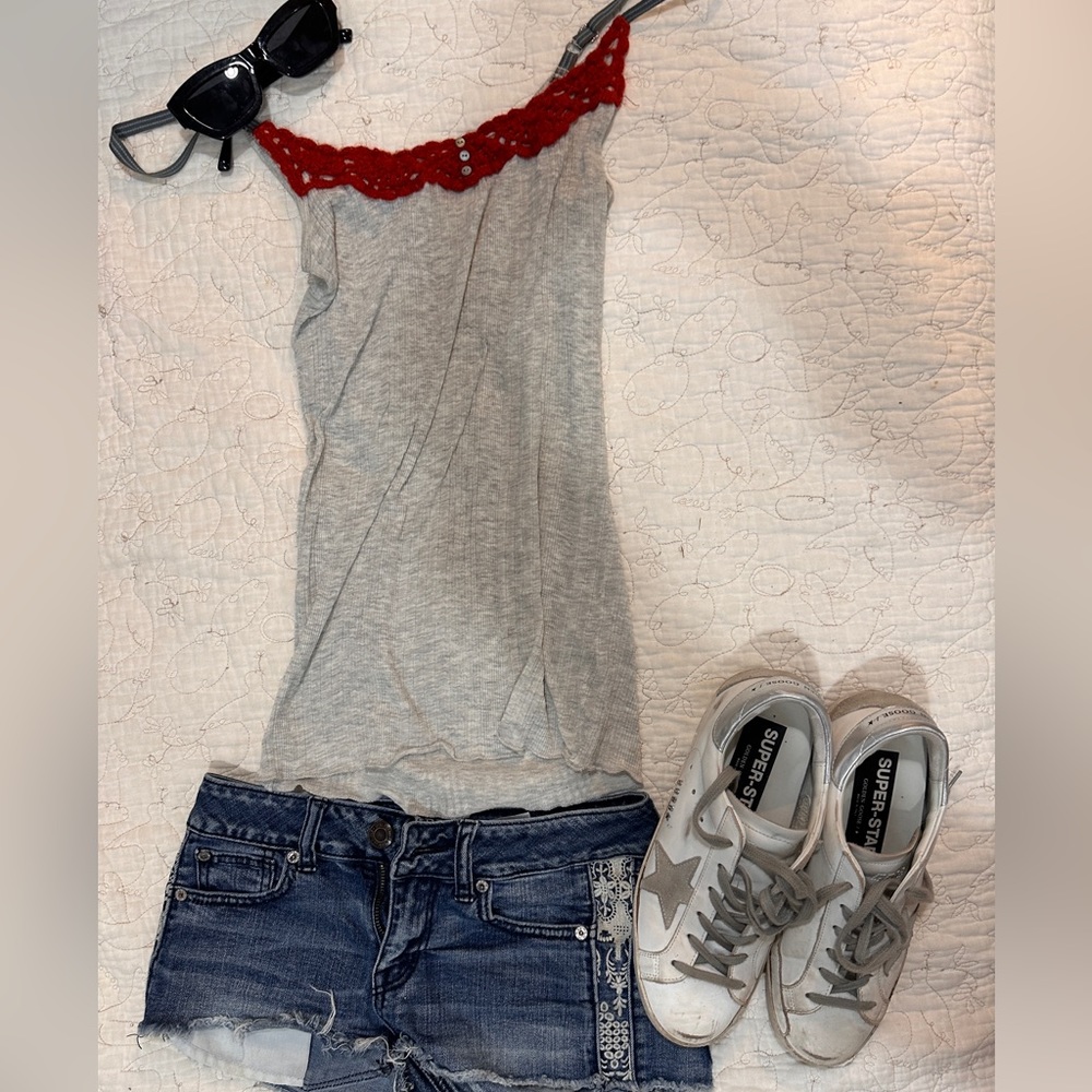 free people tank top with maroon lace